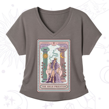 Purplehecate The High Priestess Tarot Card V-Neck T-Shirt