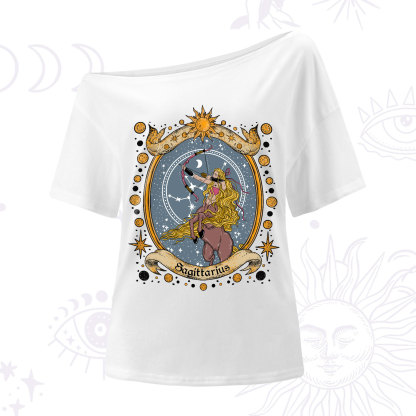 Purplehecate Celestial Sagittarius Zodiac One-Shoulder T-Shirt