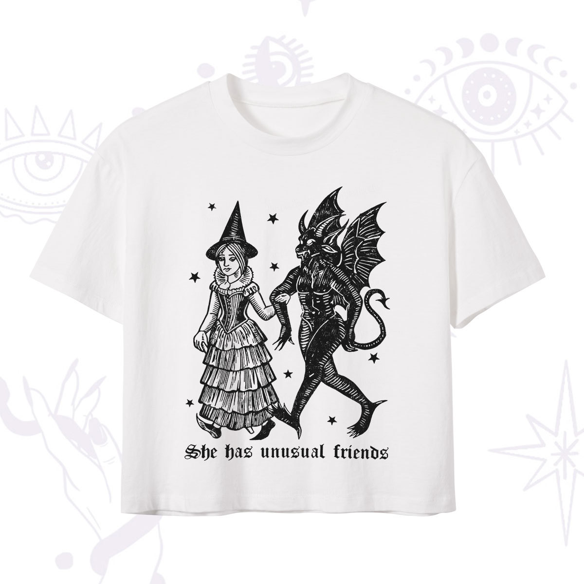 Purplehecate She Has Unusual Friends Crop T-Shirt