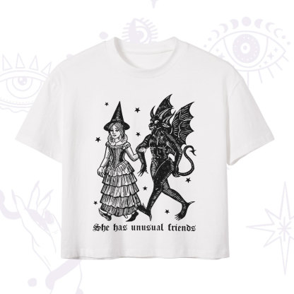 Purplehecate She Has Unusual Friends Crop T-Shirt