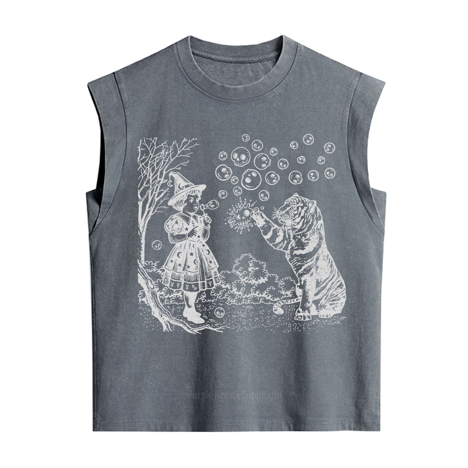 Purplehecate Girl and Tiger Vintage Washed Tank