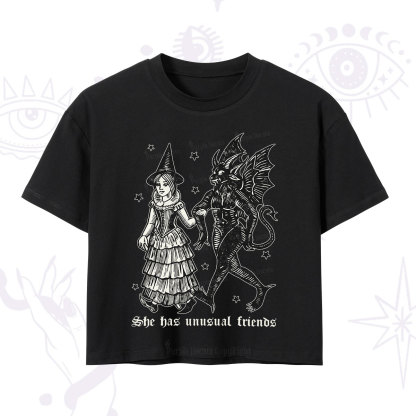Purplehecate She Has Unusual Friends Crop T-Shirt