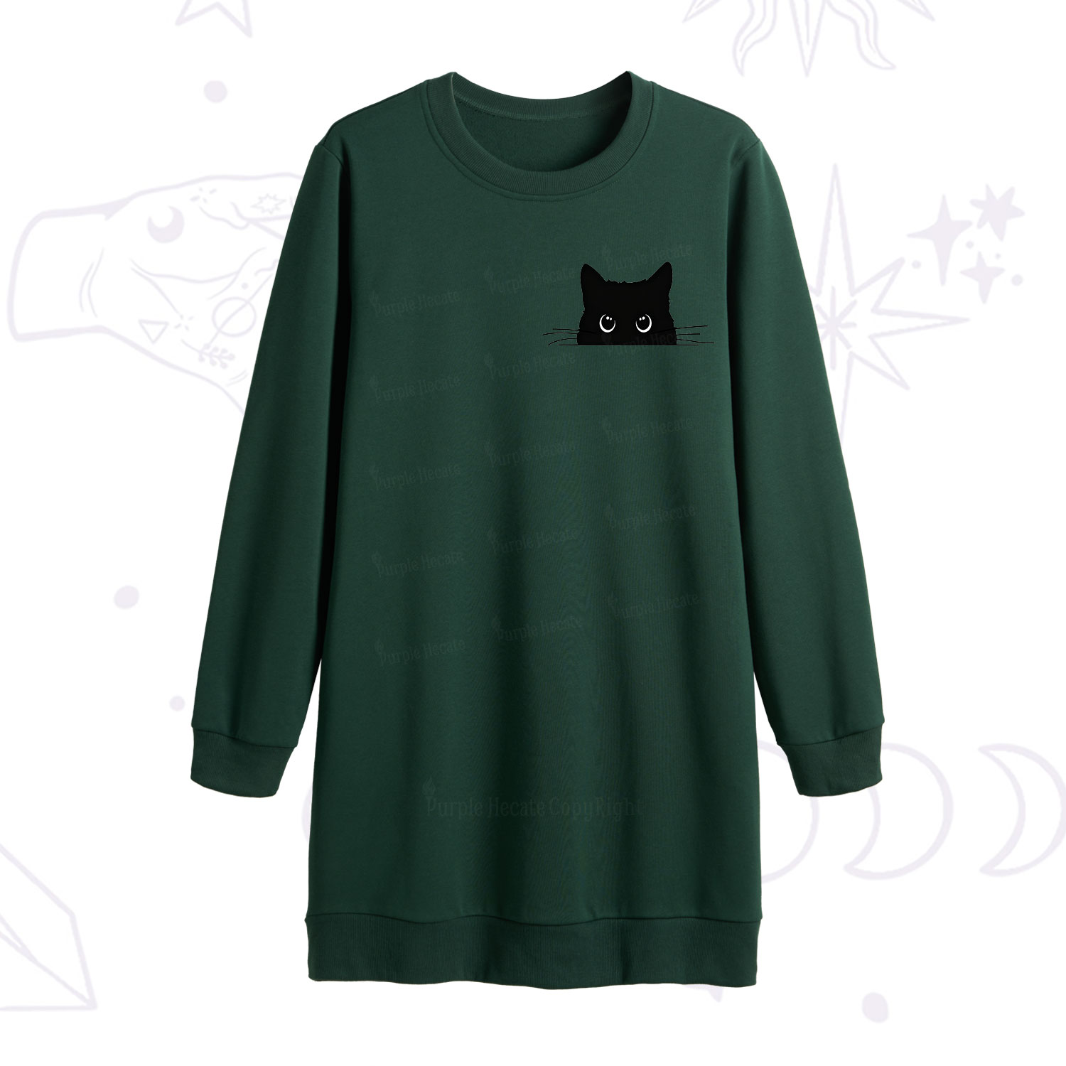 Purplehecate Black Cat Sweatshirt Dress