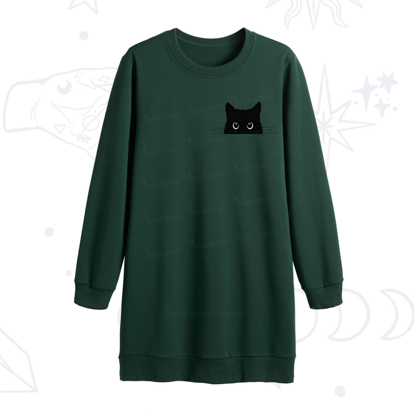 Purplehecate Black Cat Sweatshirt Dress