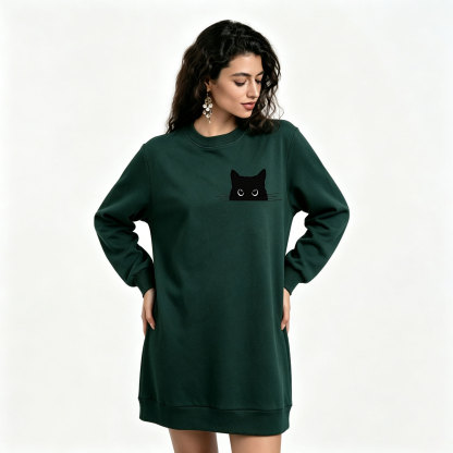 Purplehecate Black Cat Sweatshirt Dress