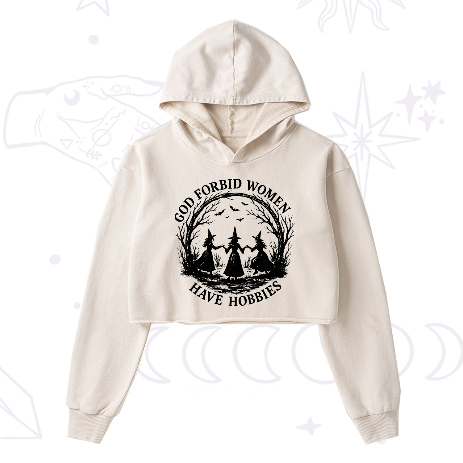 Purplehecate God Forbid Women Have Hobbies Washed Cropped Hoodie