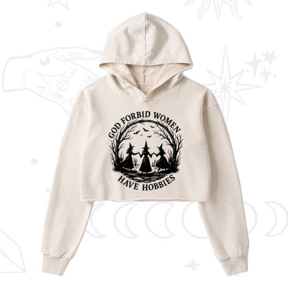 Purplehecate God Forbid Women Have Hobbies Washed Cropped Hoodie