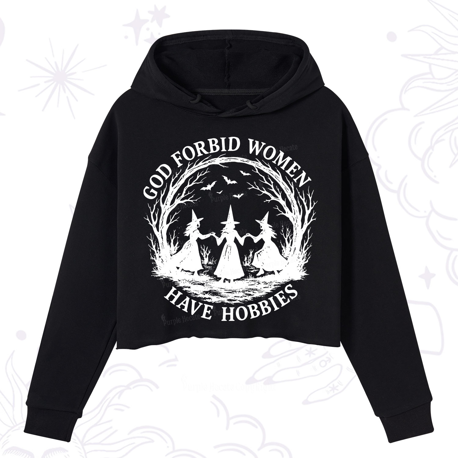 Purplehecate God Forbid Women Have Hobbies Crop Hoodie