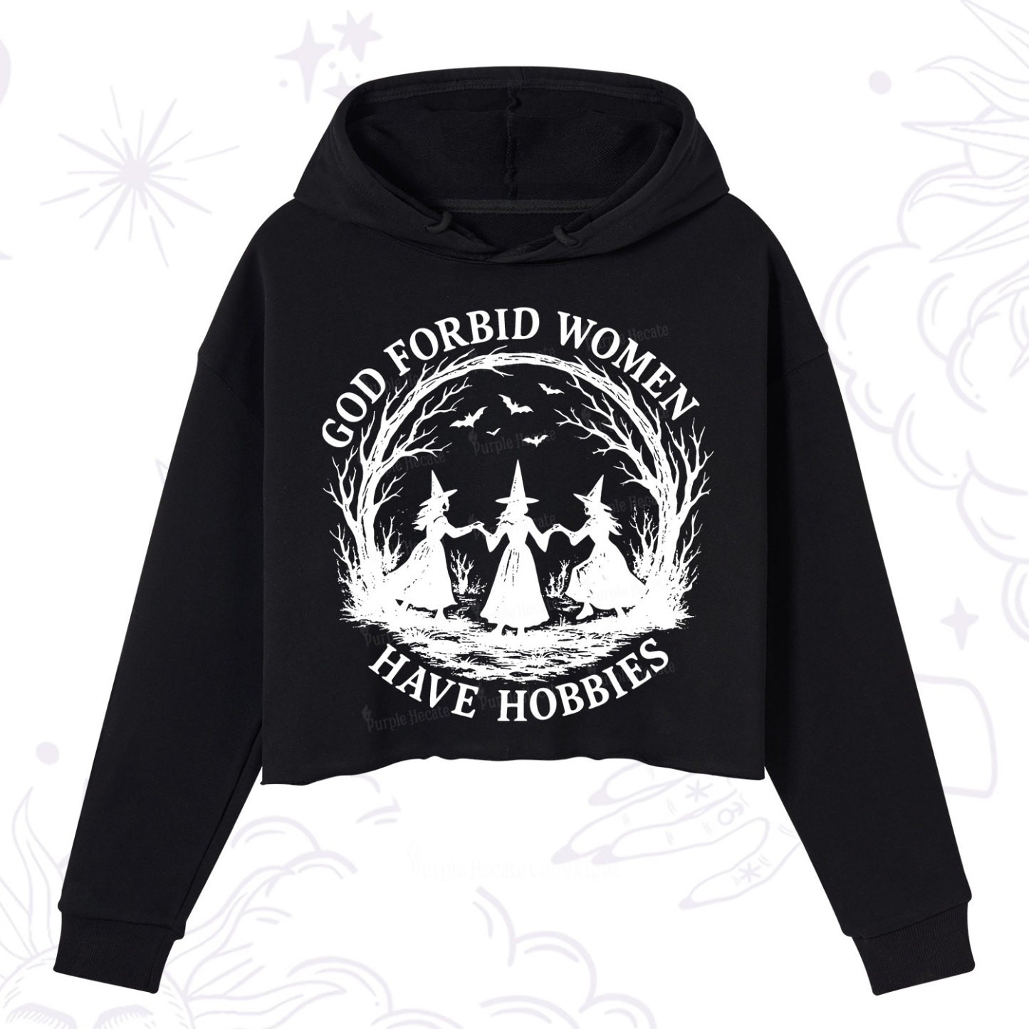 Magic Purplehecate God Forbid Women Have Hobbies Crop Hoodie