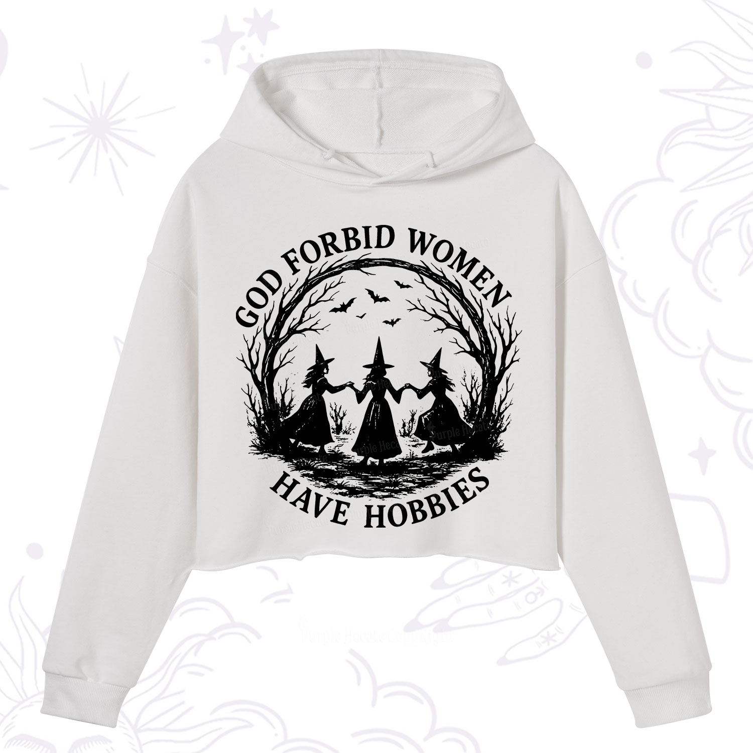 Purplehecate God Forbid Women Have Hobbies Crop Hoodie