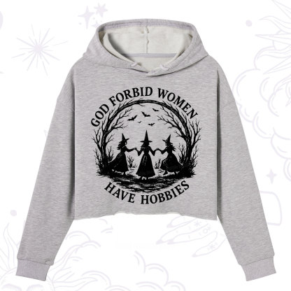 Purplehecate God Forbid Women Have Hobbies Crop Hoodie