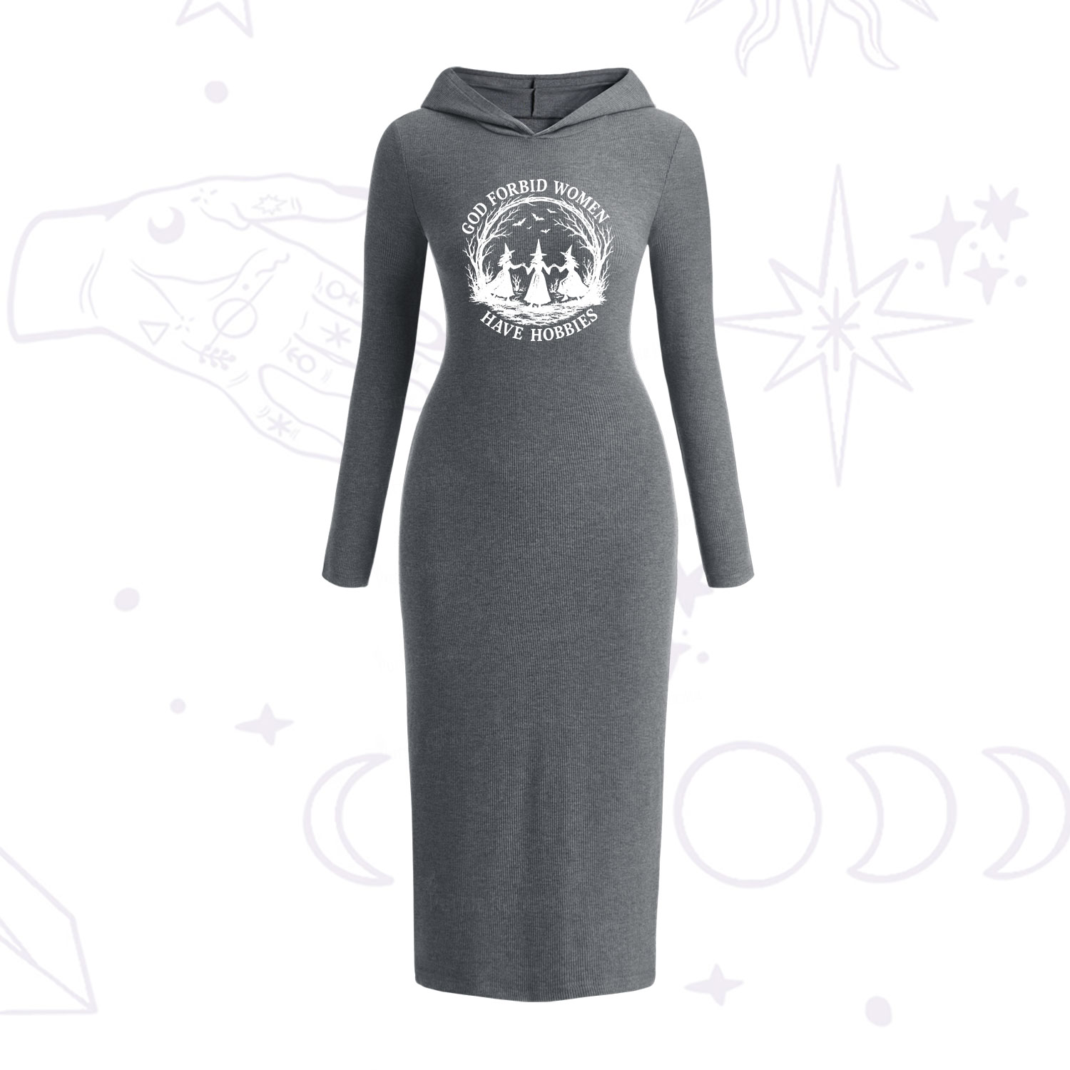 Purplehecate God Forbid Women Have Hobbies Hooded Knit Dress