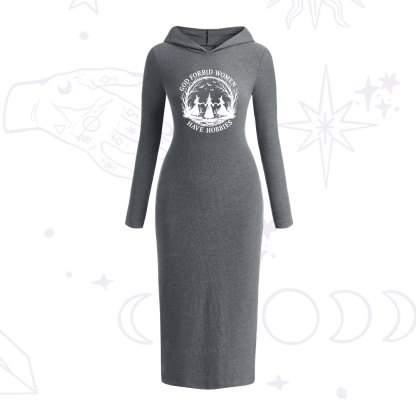 Purplehecate God Forbid Women Have Hobbies Hooded Knit Dress