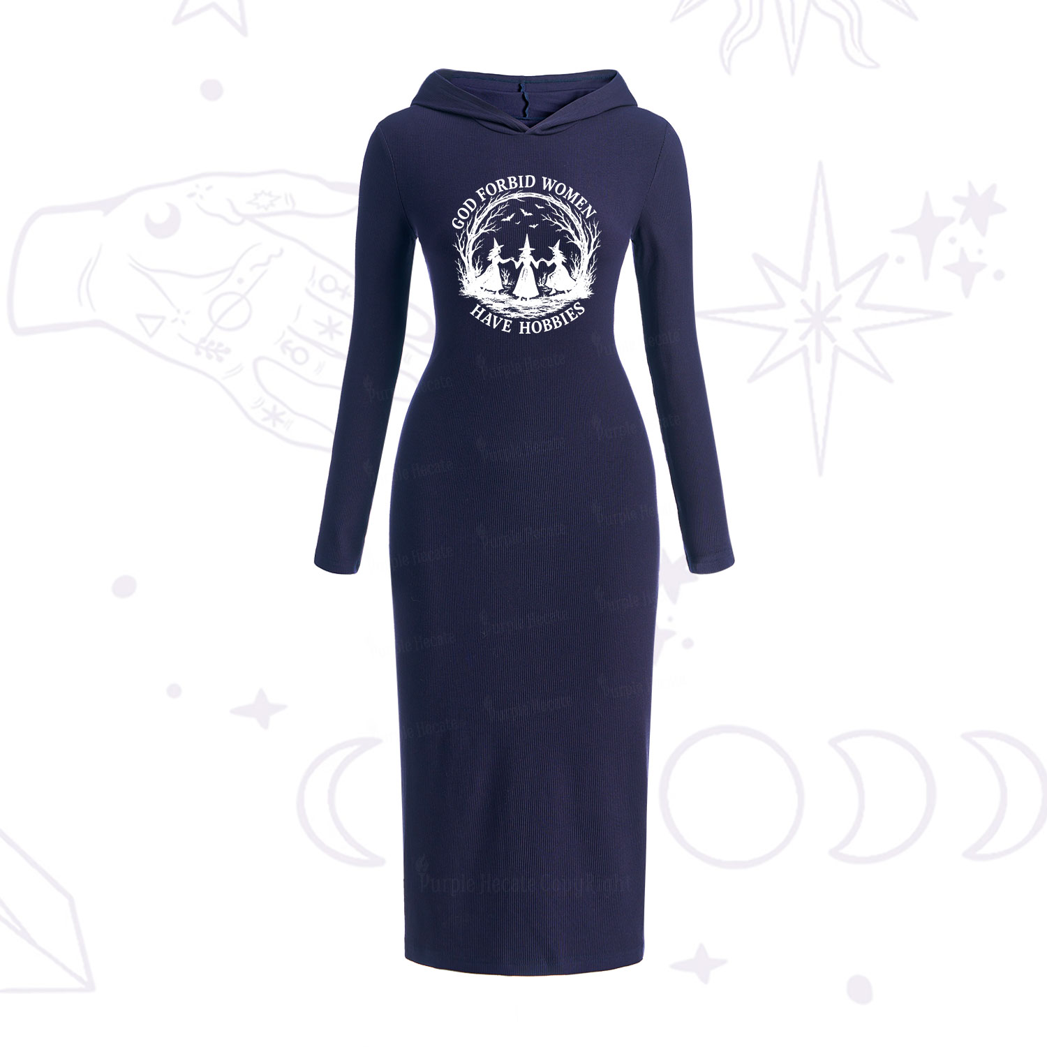 Purplehecate God Forbid Women Have Hobbies Hooded Knit Dress