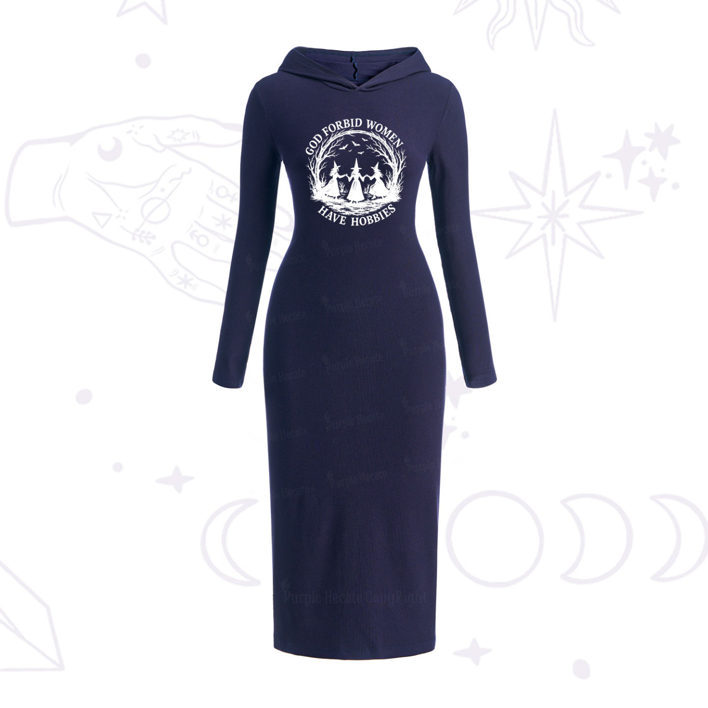 Purplehecate God Forbid Women Have Hobbies Hooded Knit Dress