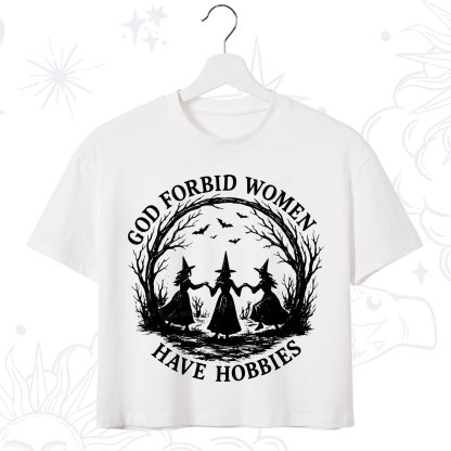 Purplehecate God Forbid Women Have Hobbies Crop T-Shirt