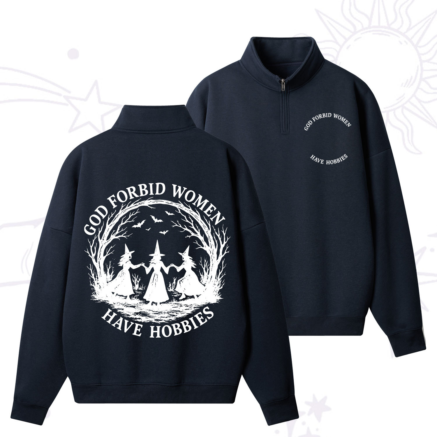 Purplehecate God Forbid Women Have Hobbies Zip Fleece Sweatshirt