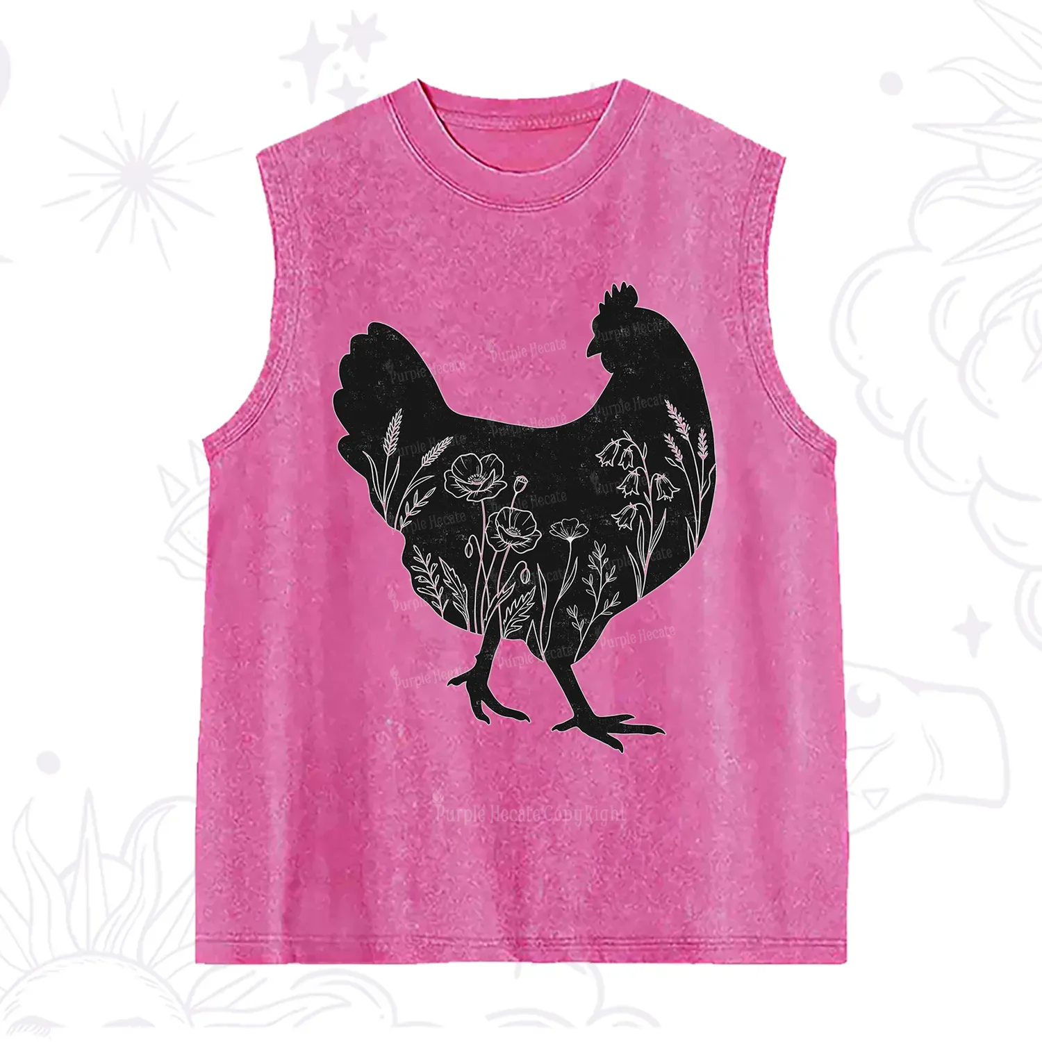 Purplehecate Floral Chicken Washed Tank