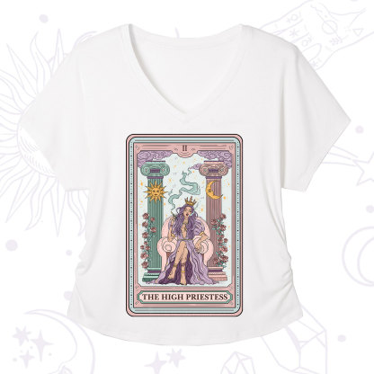Purplehecate The High Priestess Tarot Card V-Neck T-Shirt