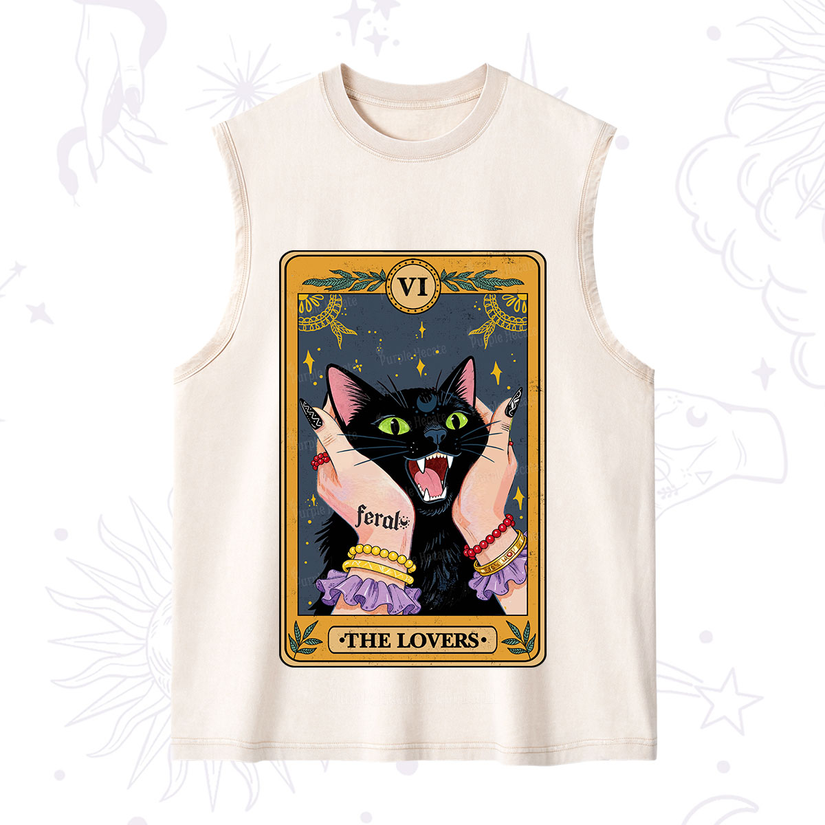 Purplehecate The Lovers Tarot Feral Cat Washed Tank