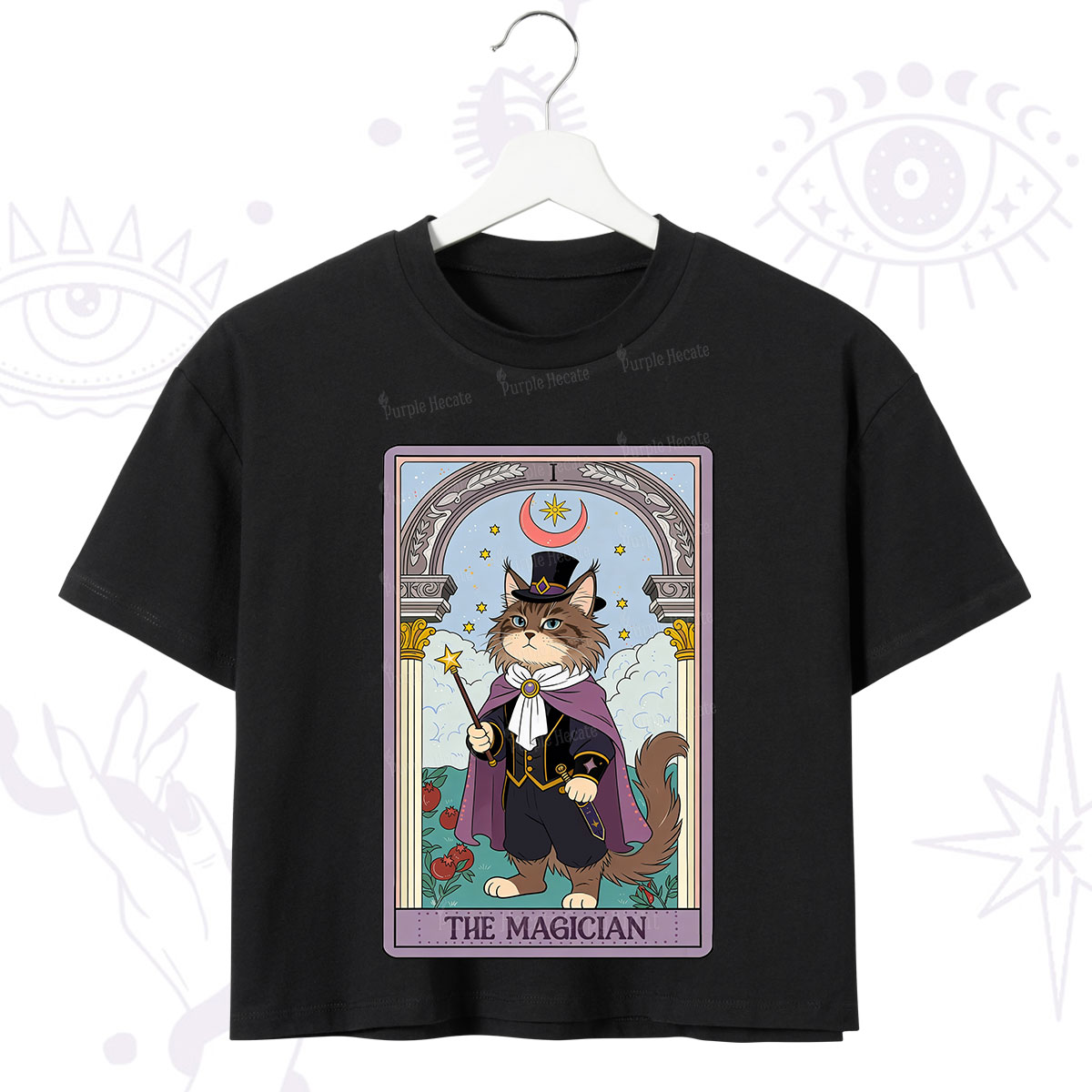 Purplehecate The Magician Cat Tarot Crop T-Shirt
