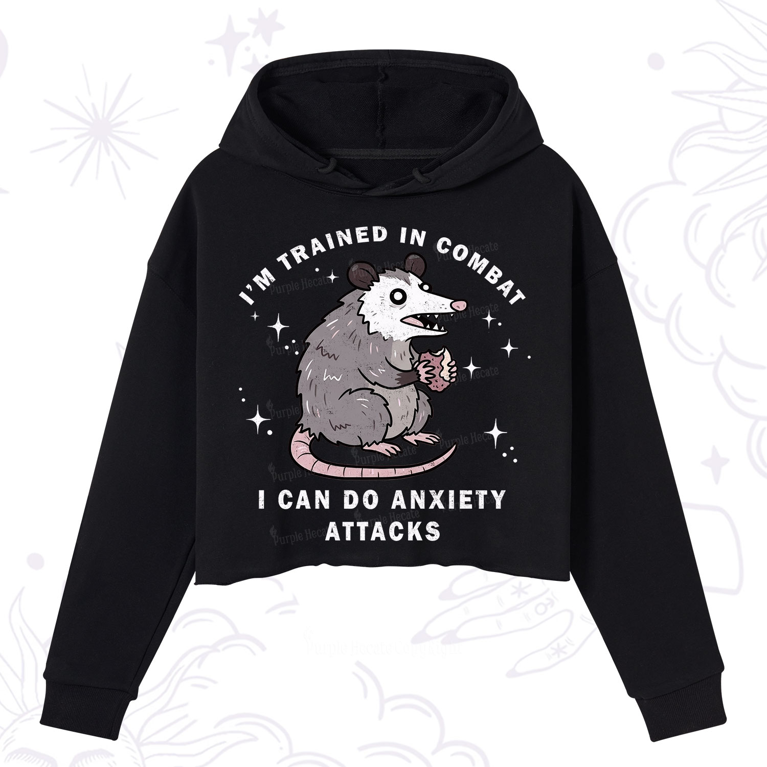 Purplehecate Anixety Attack Opossum Crop Hoodie