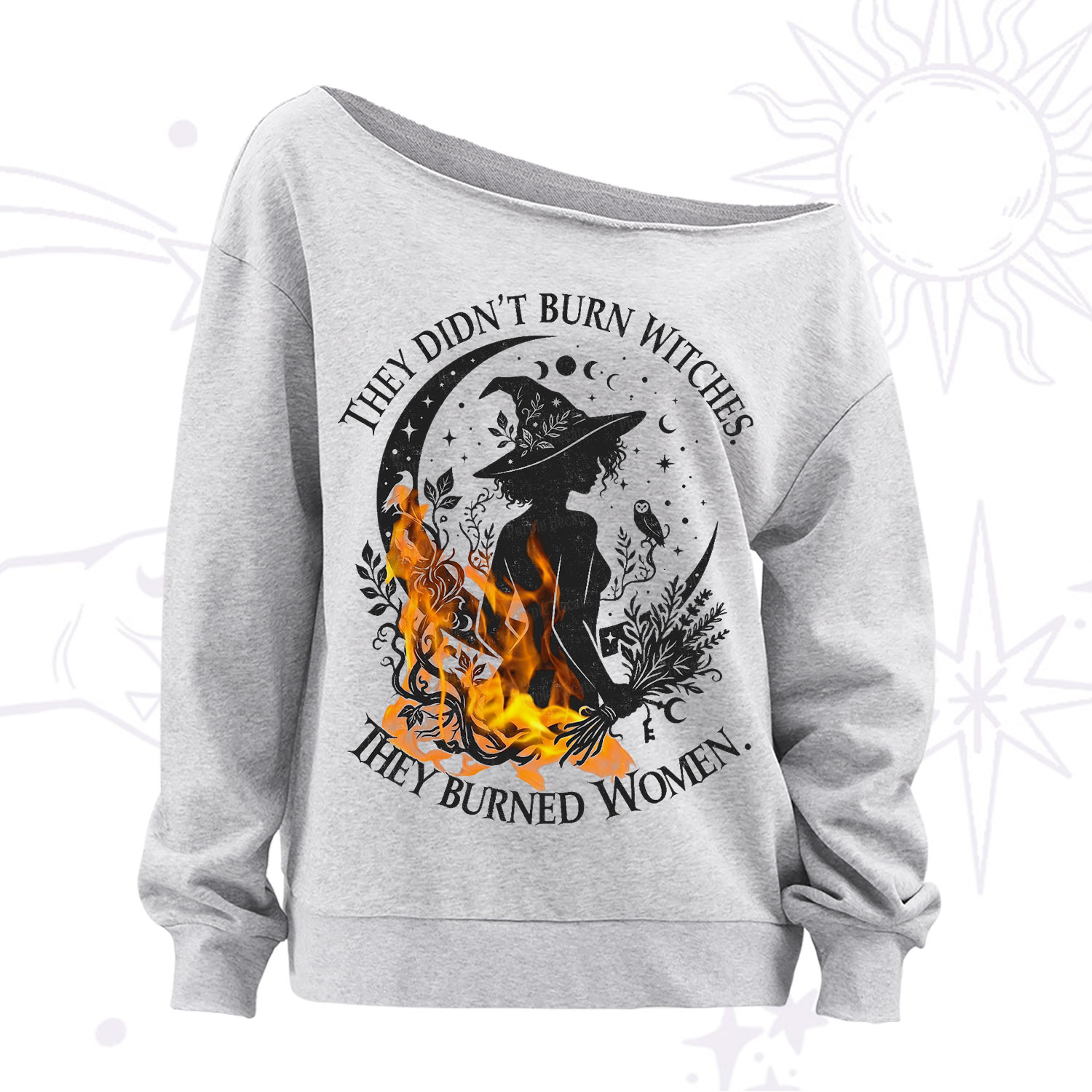 Purplehecate They Didn't Burn Witches Off The Shoulder Sweatshirt
