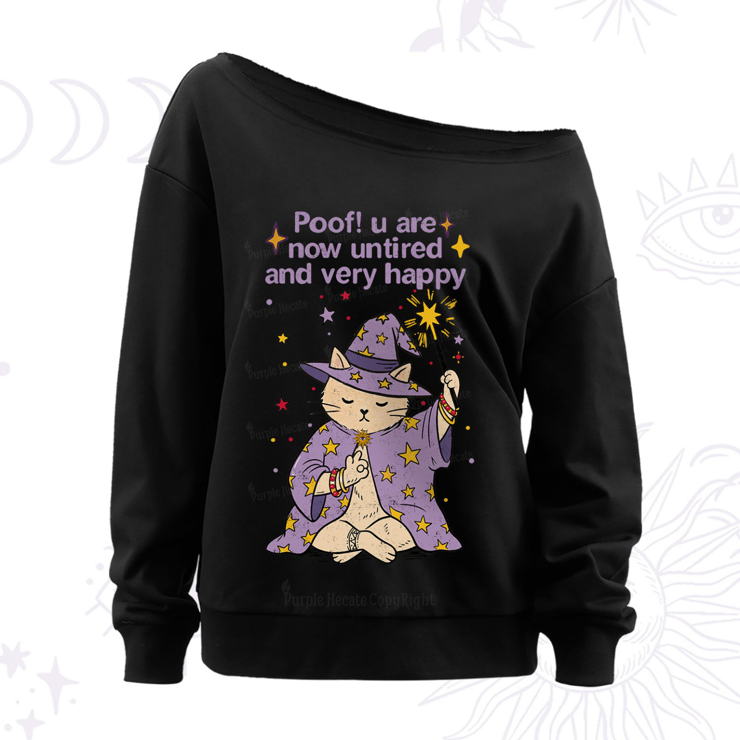 Purplehecate Poof! You Are Now Untired And Very Happy Off The Shoulder Sweat