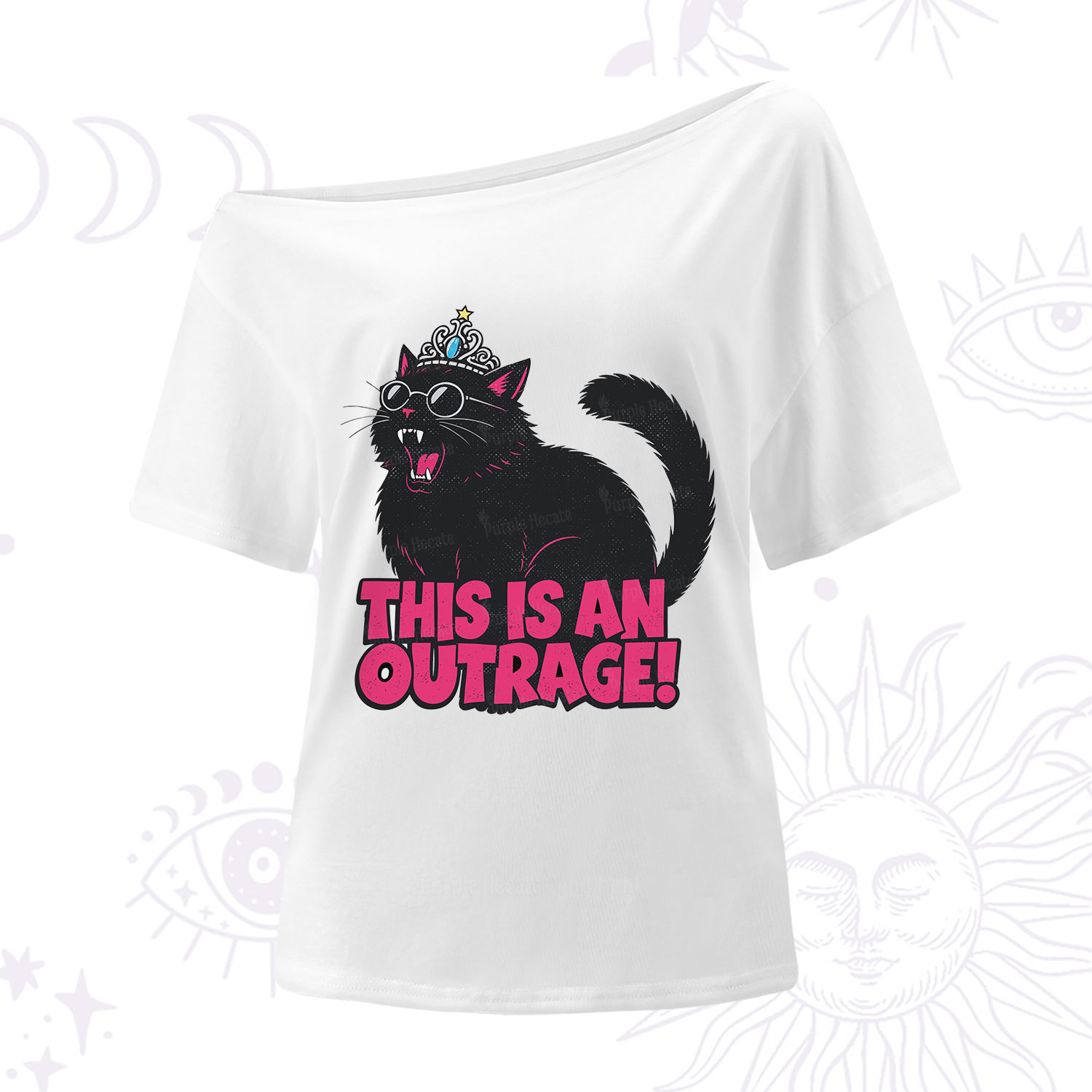 Purplehecate This is an outrage Princess Cat One Shoulder T-Shirt