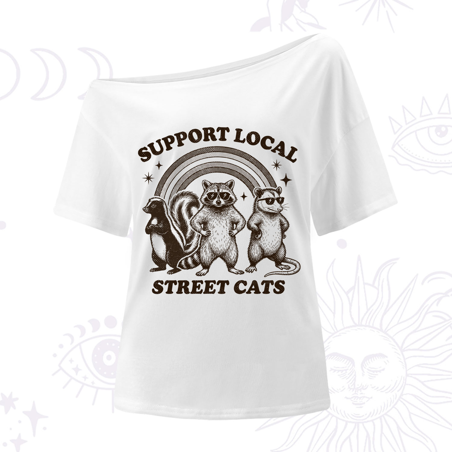 Purplehecate Support your local street cats One Shoulder T-Shirt