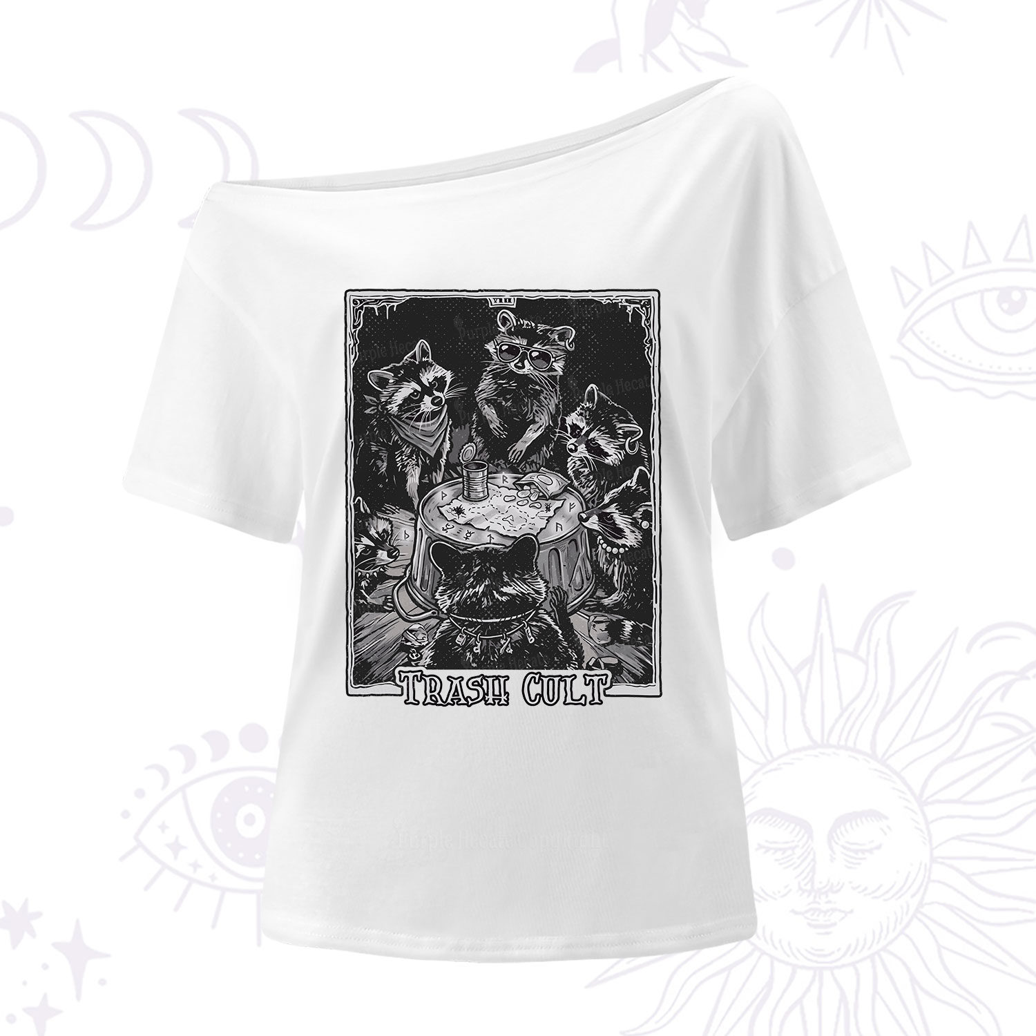 Purplehecate Trash Cult Raccoon One Shoulder T-Shirt