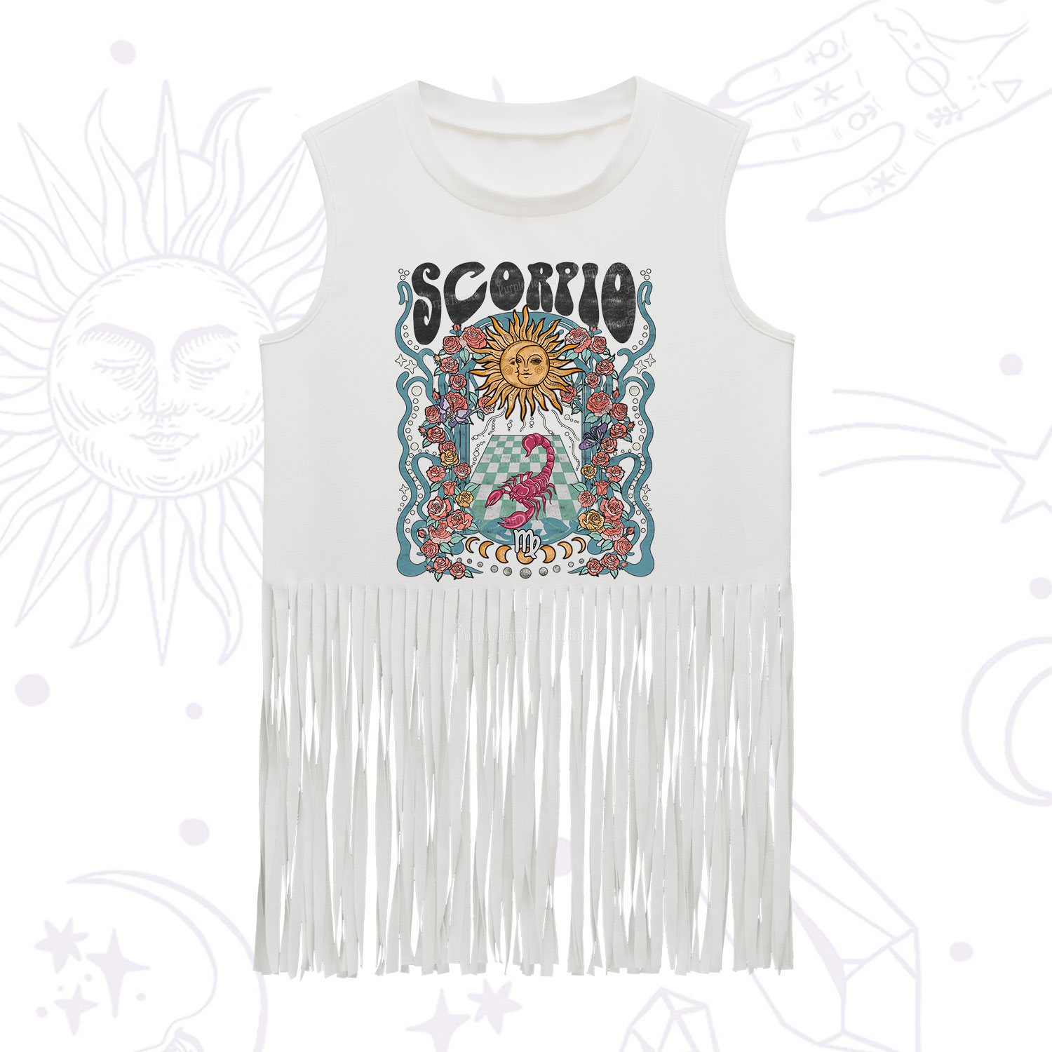 Purplehecate Scorpio Spirit Zodiac Fringe Tank Top