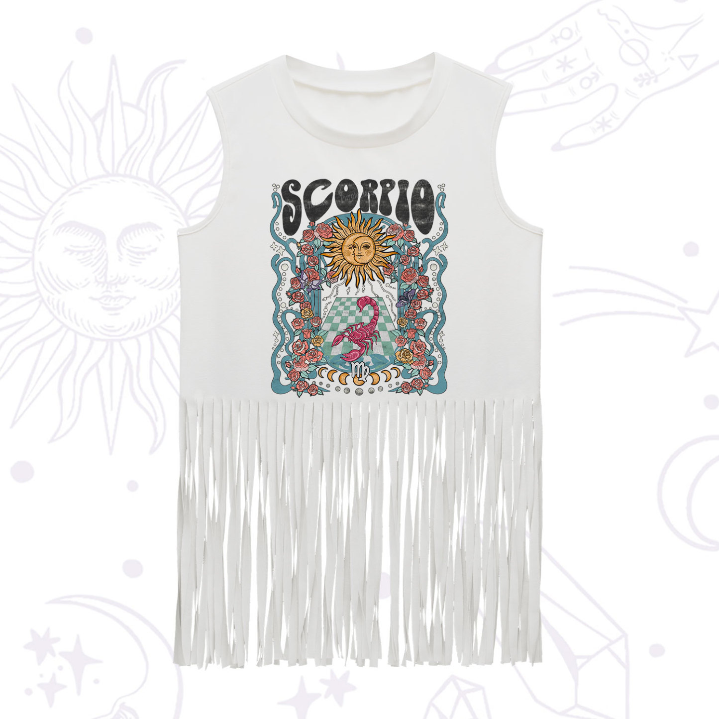 Purplehecate Scorpio Spirit Zodiac Fringe Tank Top