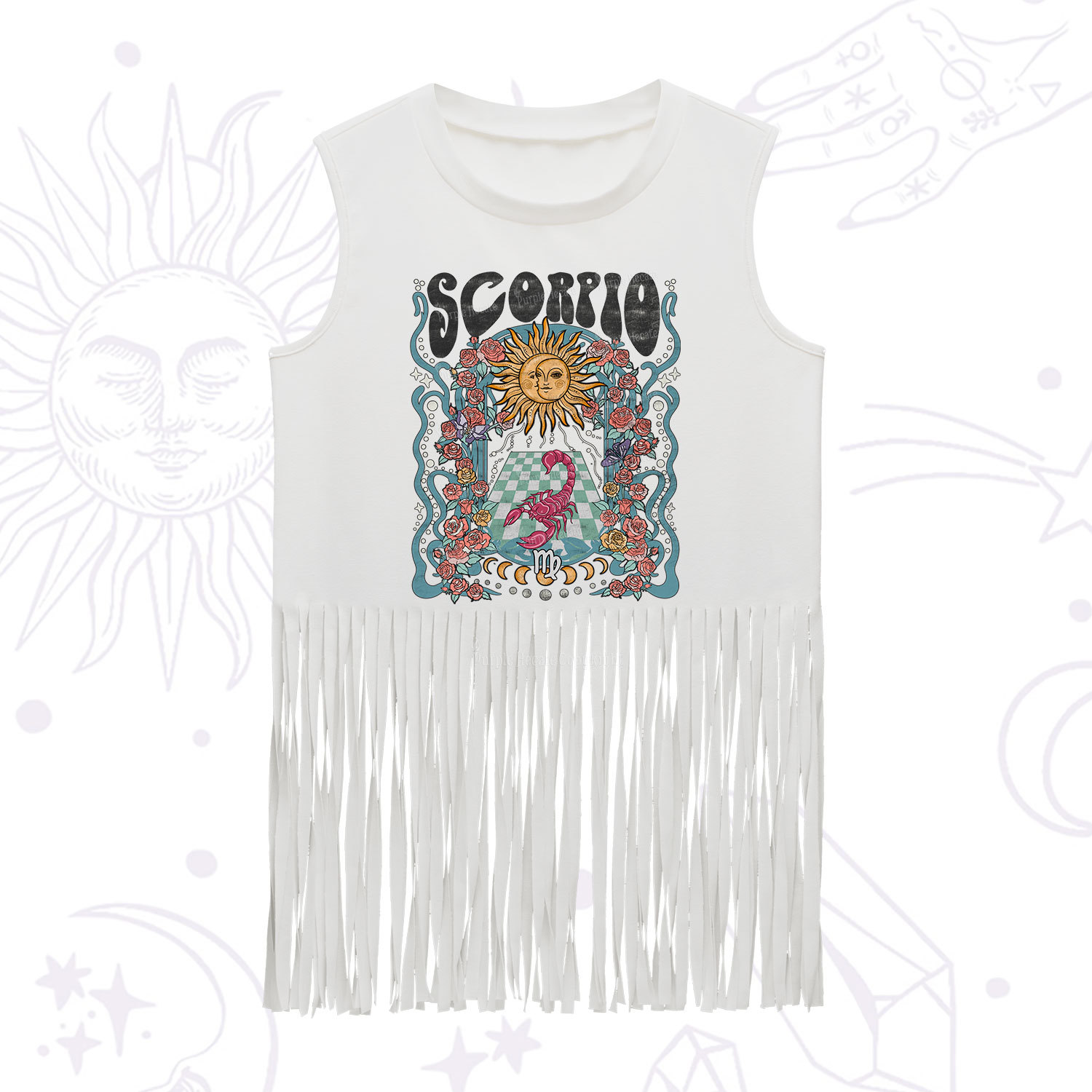 Purplehecate Scorpio Spirit Zodiac Fringe Tank Top