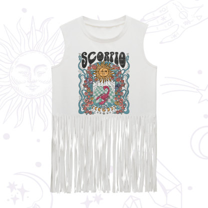 Purplehecate Scorpio Spirit Zodiac Fringe Tank Top