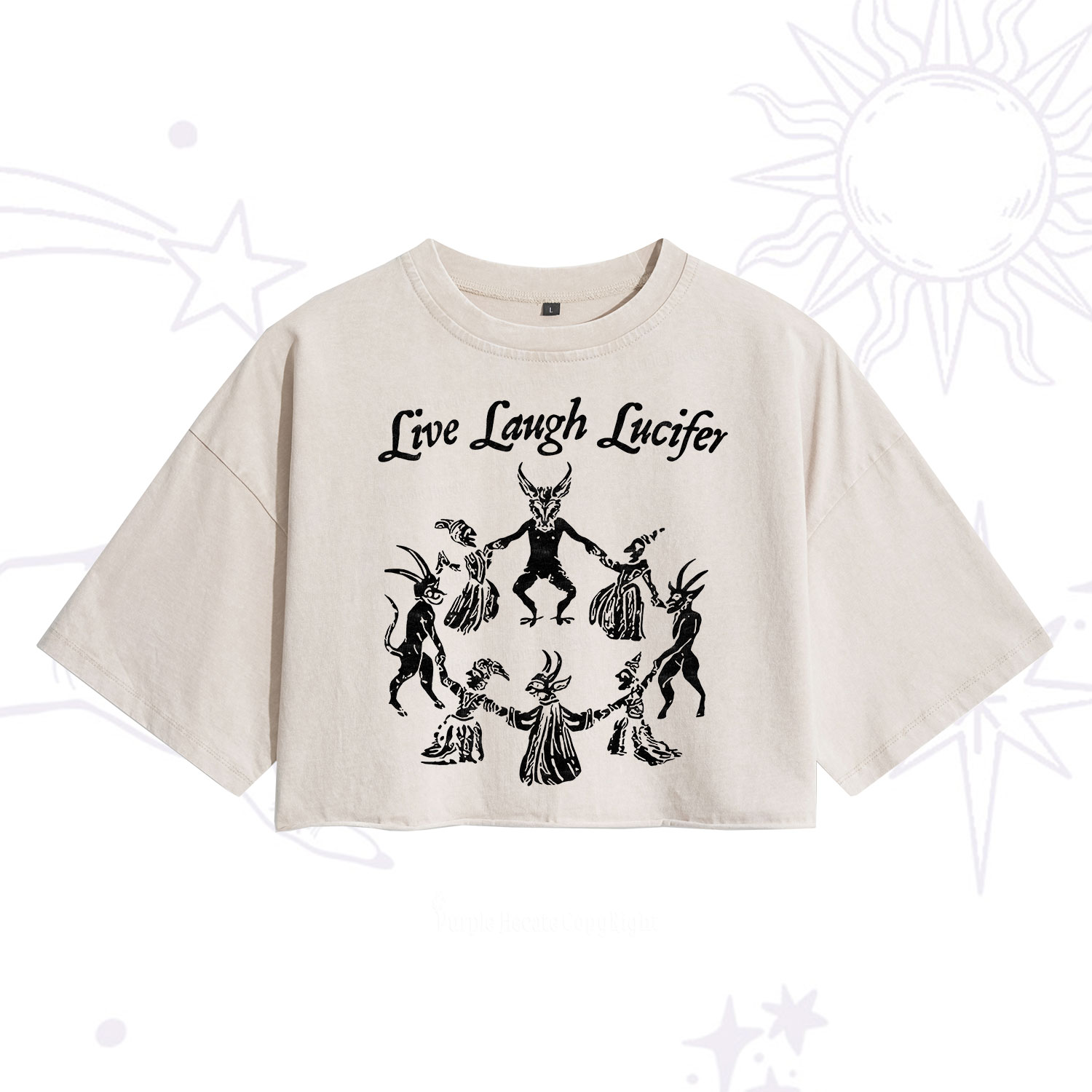 Purplehecate Live Laugh Lucifer Washed Cropped T-Shirt