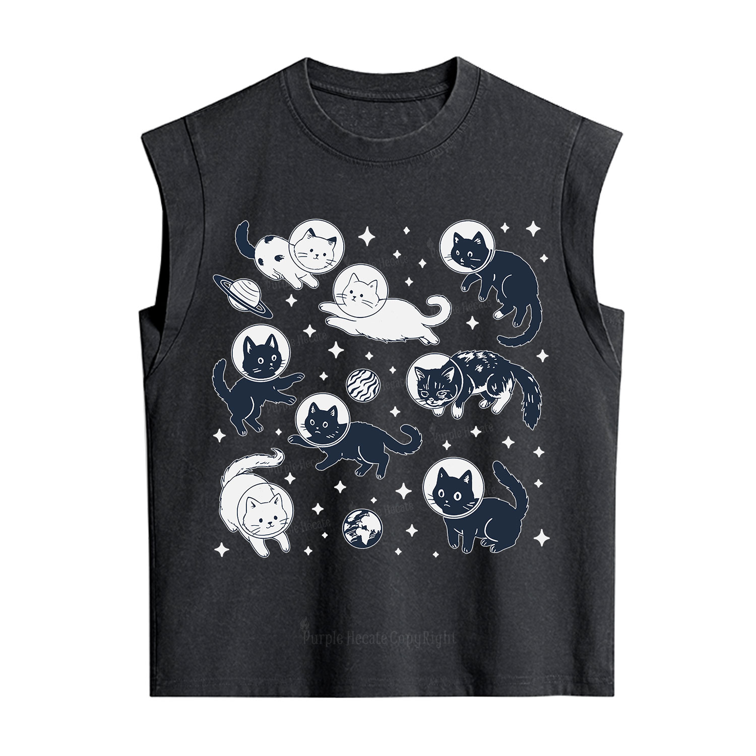 Purplehecate Cats in Space Vintage Washed Tank