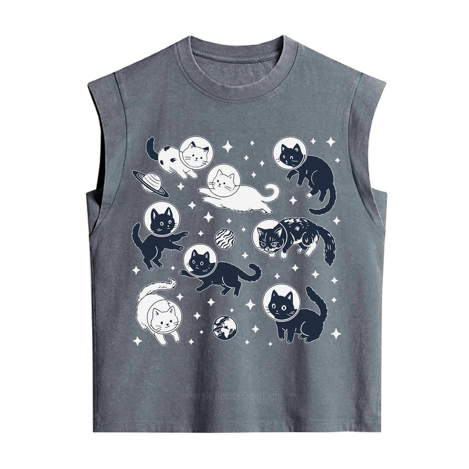 Purplehecate Cats in Space Vintage Washed Tank