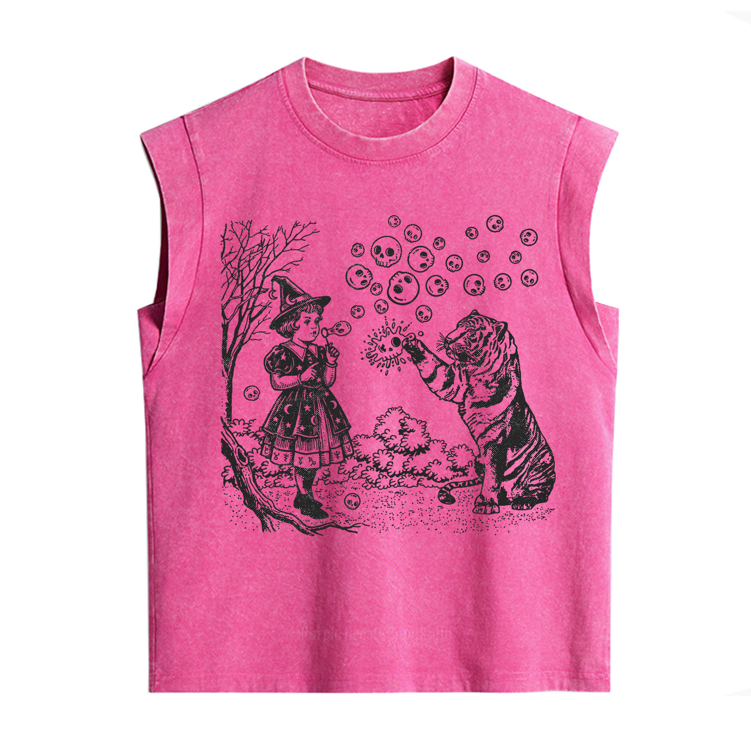 Purplehecate Girl and Tiger Vintage Washed Tank