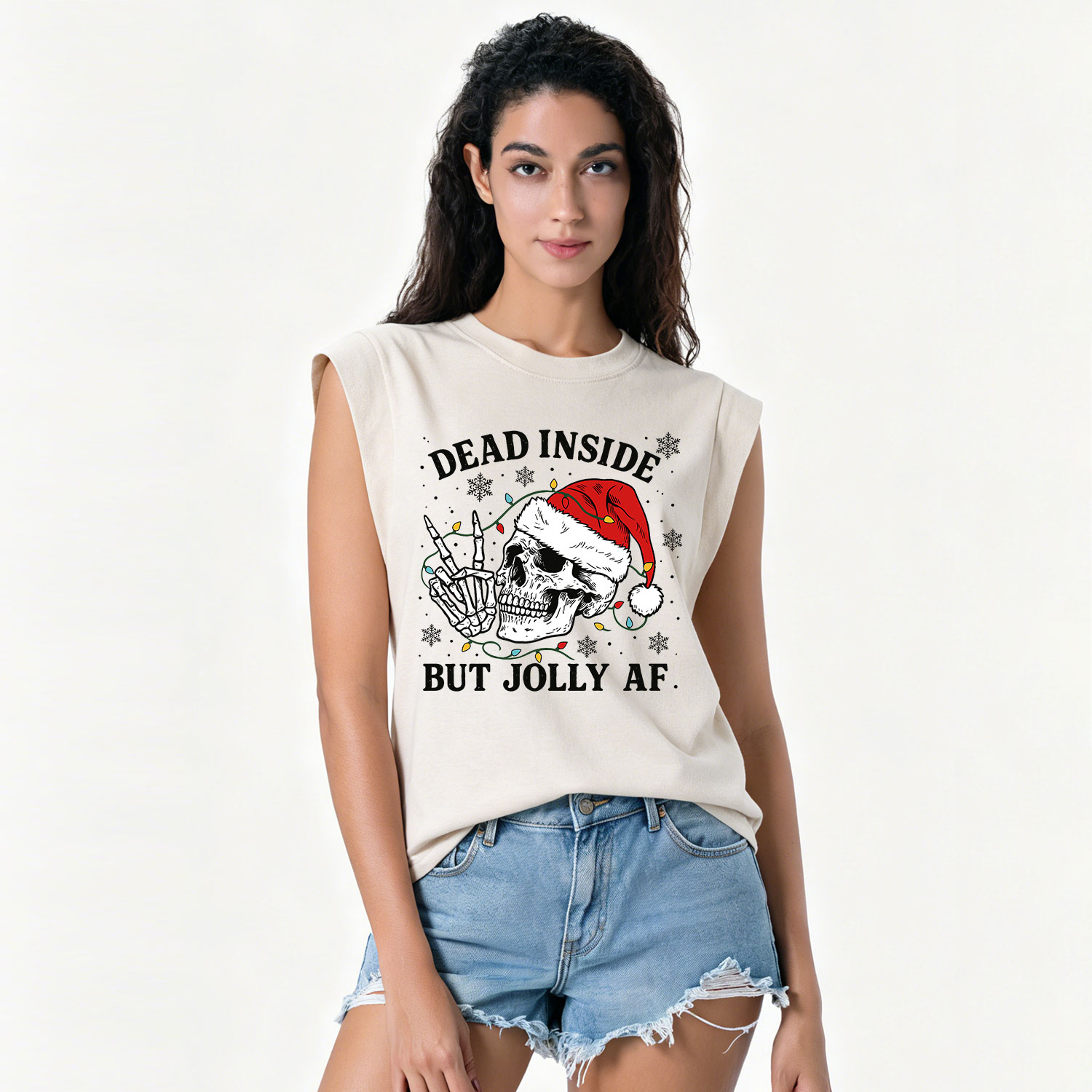 Purplehecate Dead Inside But Jolly AF Christmas Vintage Washed Tank