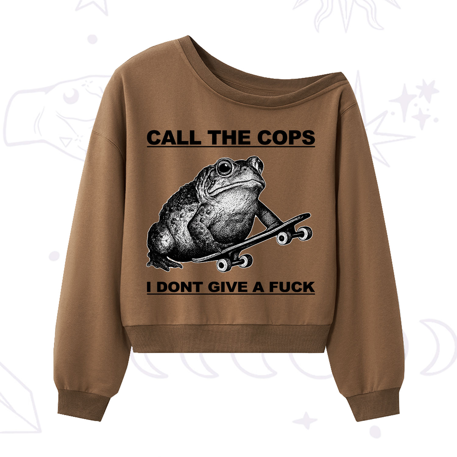 Purplehecate Call The Cops Frog One Shoulder Sweatshirt