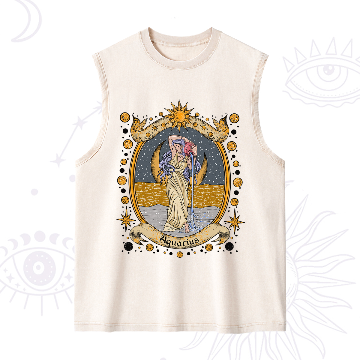 Purplehecate Celestial Aquarius Zodiac Washed Tank