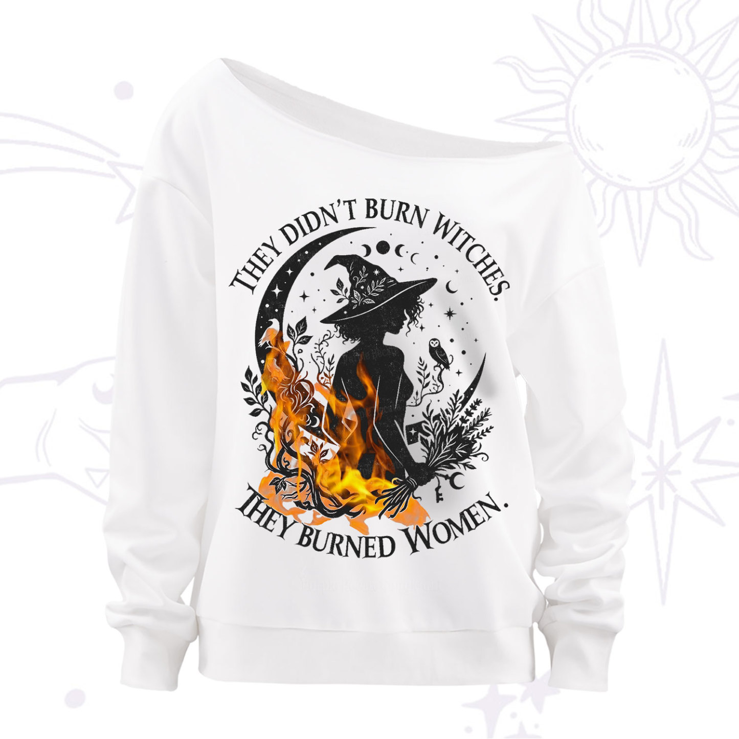 Purplehecate They Didn't Burn Witches Off The Shoulder Sweatshirt