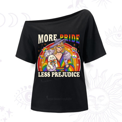Purplehecate More Pride Less Prejudice Rainbow One Shoulder T-Shirt