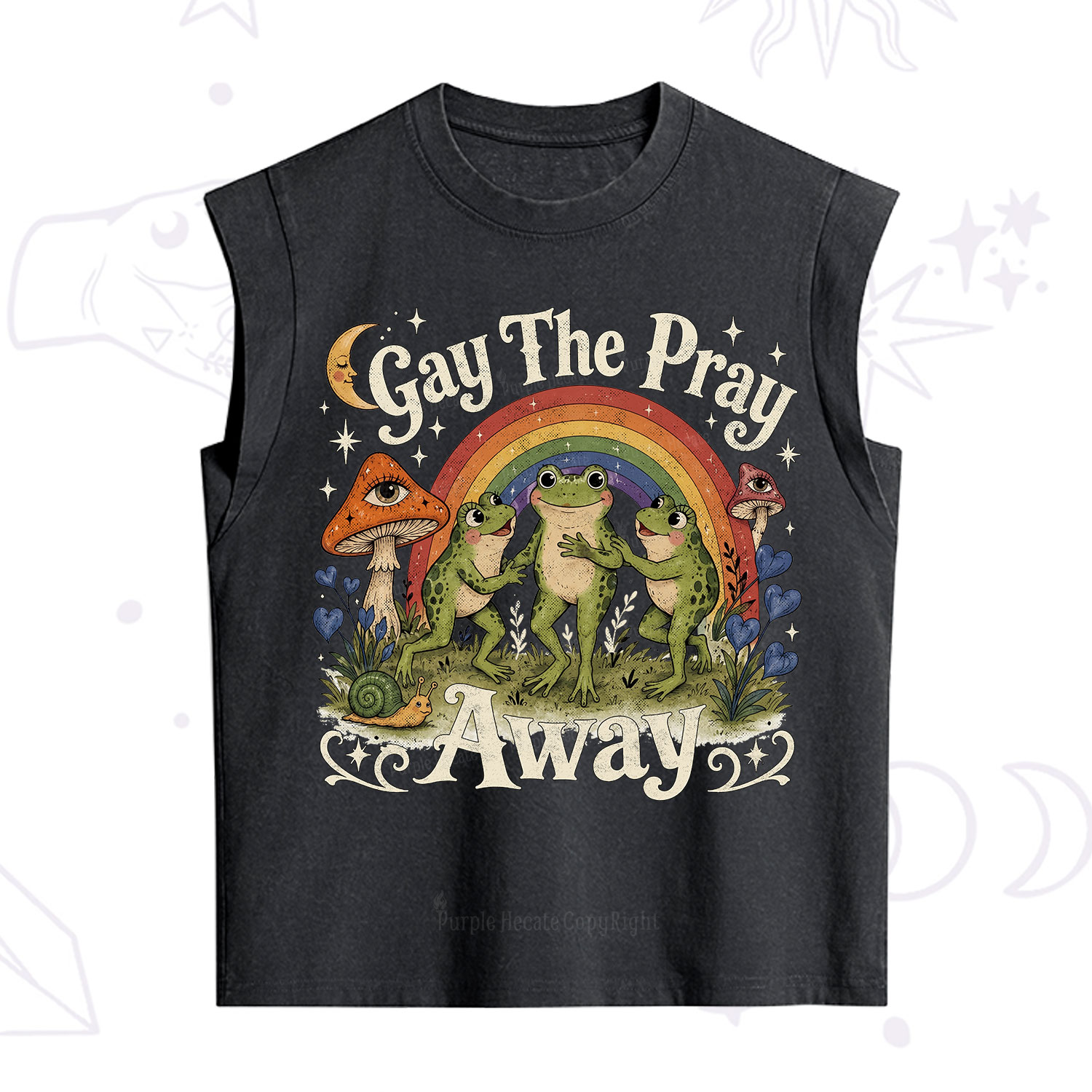 Purplehecate Gay The Pray Away Frog Pride Vintage Washed Tank