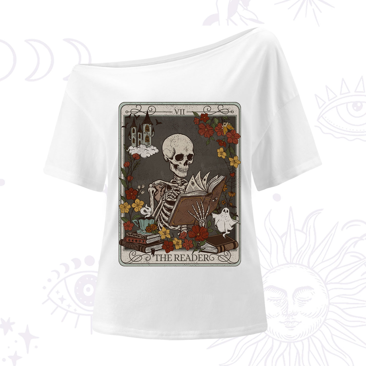 Purplehecate The Reader Tarot Card One Shoulder T-Shirt