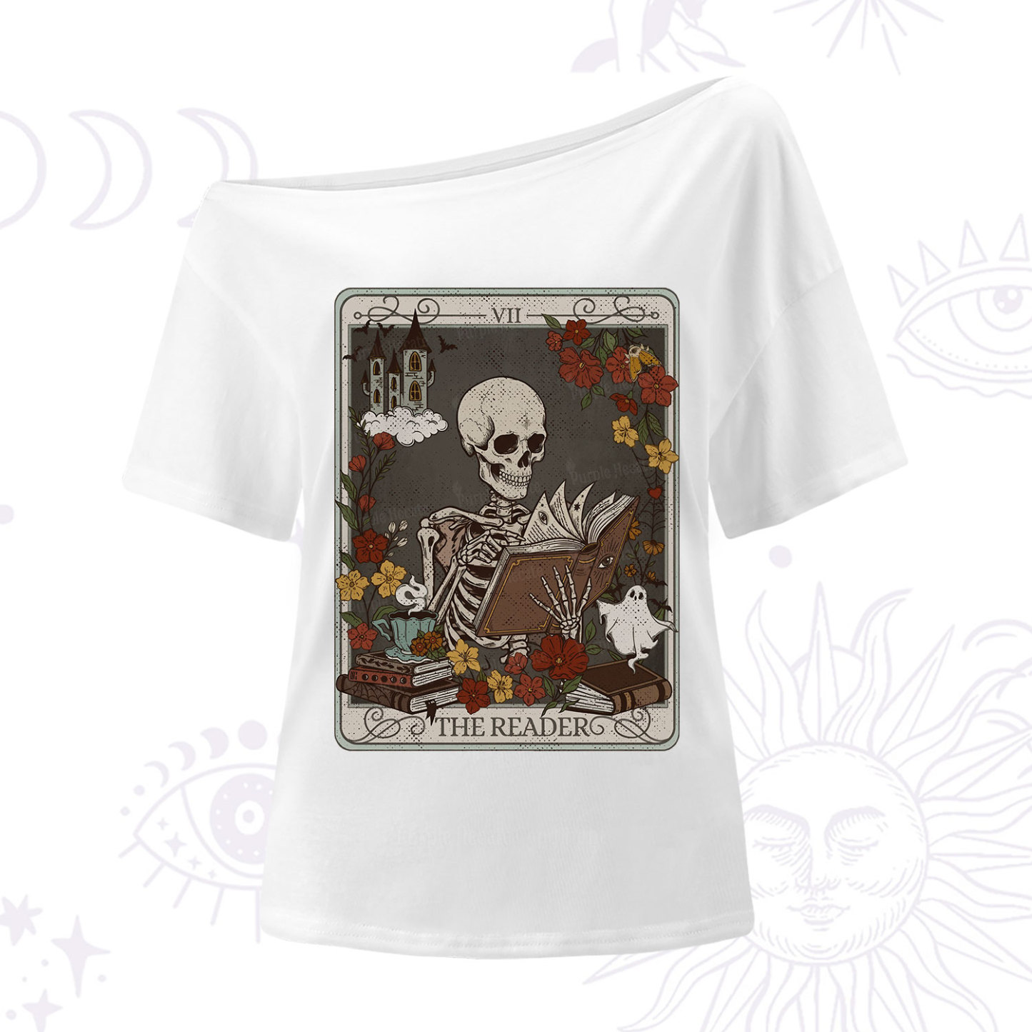 Purplehecate The Reader Tarot Card One Shoulder T-Shirt