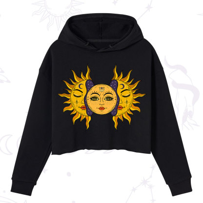Purplehecate Celestial Twin Suns Crop Hoodie