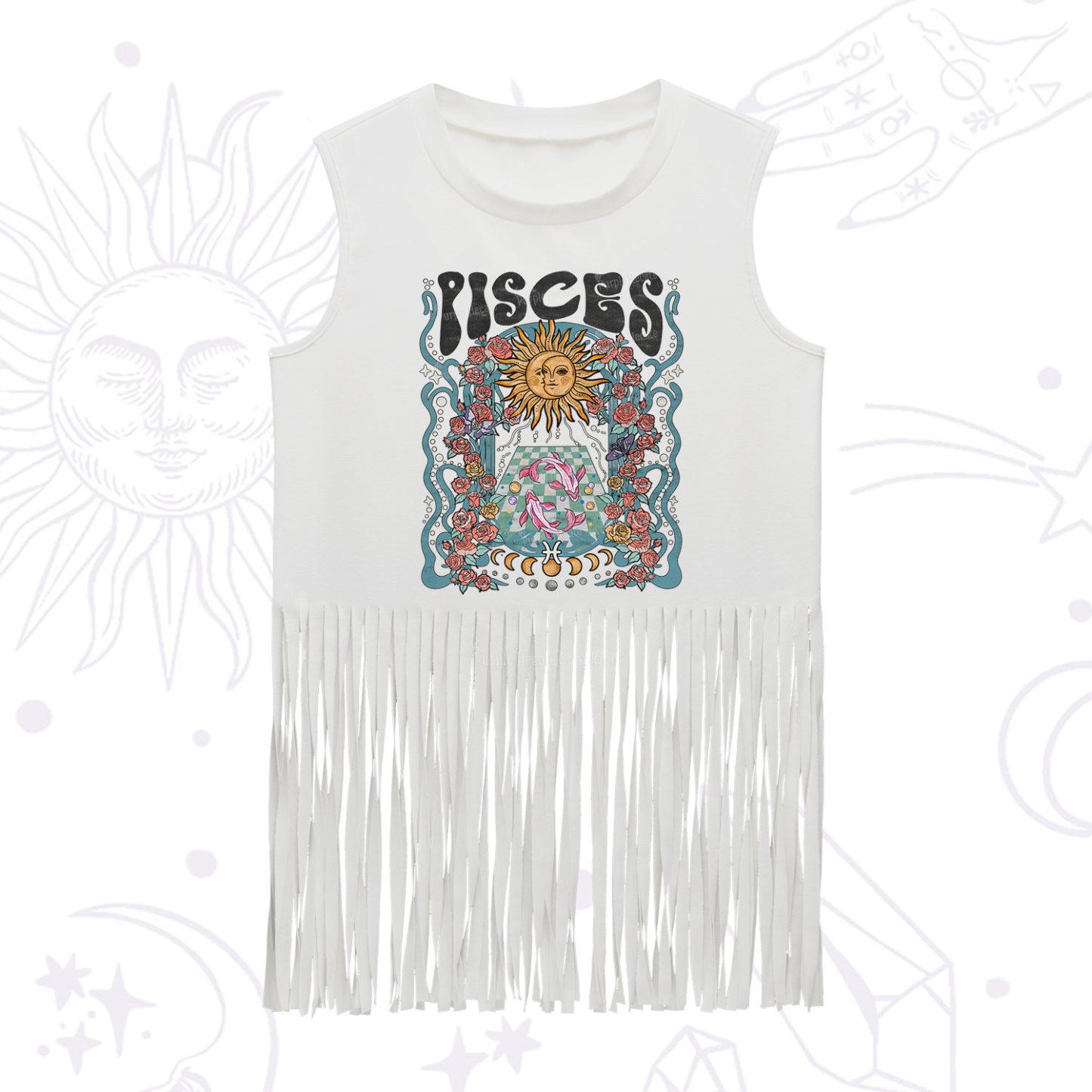 Purplehecate Pisces Spirit Zodiac Fringe Tank Top