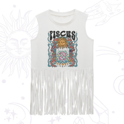 Purplehecate Pisces Spirit Zodiac Fringe Tank Top